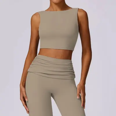 Çıplak yoga yeleği, spor koşu seksi yoga üstü, çabuk kuruyan koşu spor yoga giyim fabrikası - 2