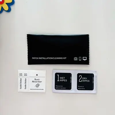Smartphone Panzerglas Reinigungsalkohol Paket Displayschutz Applikationshilfe Chinesisch-Englisch Alkoholtücher 1-2er Trocken-Feuchttücher Hilfsmittelset - 7