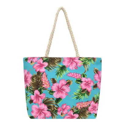 Printed Canvas Shoulder Bag, Floral Pattern, Large Capacity Tote Bag - 8