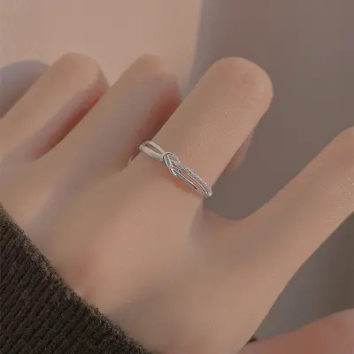 925er versilberter Ring Damen offenes Ring-Design - 2