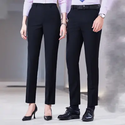 Wrinkle-Free Men's Formal Trousers, Black, Navy, Unisex Work Trousers