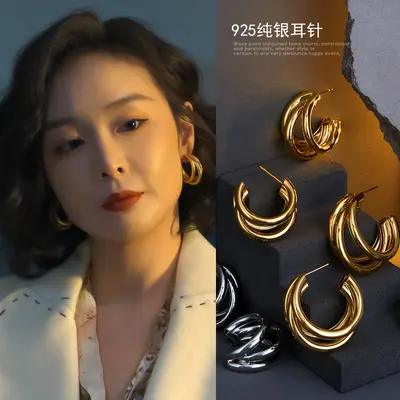 Vintage Hong Kong tarzı küpeler 2026 yeni üst düzey metal saplama küpeler niş moda çok yönlü küpeler kadınlar için toptan - 7