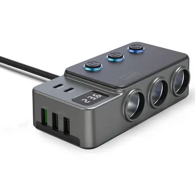 Mehrfach-Ladeanschluss, hochleistungs-fahrzeugladegerät, super-schnellladung 120W, kabel inbegriffen, individuell schaltbare unabhängige schalter, spannungsanzeige