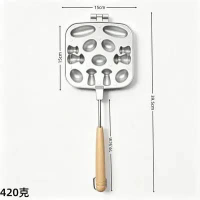 Household Oval Waffle Pan, Egg Waffle Baking Pan for Gas Stoves - 9