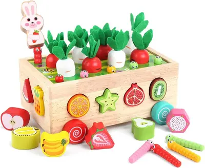 Children's Farm Orchard Shape Matching Blocks and Pull-Radish Game - 11