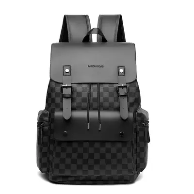Men's Plaid Backpack, Laptop Compartment, Large Capacity Business - 9
