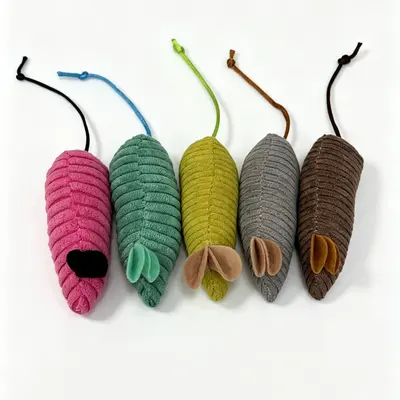 Plush Realistic Mouse Cat Toy with Self-Play Teaser Wand - 5