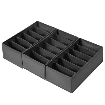 Home Compartment Nonwoven Grid Socks Underwear Storage Box Collapsible Drawer Fabric Storage Container