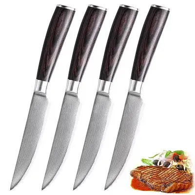 Steak bıçağı seti, 4CR13 çelik, damask desen, 2 parça - 4