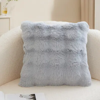 Bubble Rabbit Fur Plush Pillow Cover, Nordic Lumbar Cushion - 10