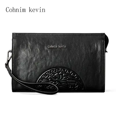 Men's Genuine Leather Clutch Bag, Soft Leather, Large Capacity Phone Bag - 8