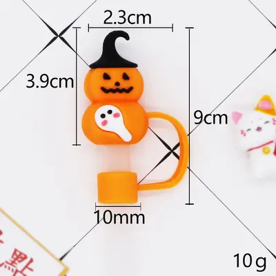 Staubdichte Halloween-Strohhalmabdeckung mit 10mm Gummistopfen - 10