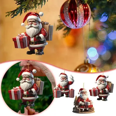 Akrilik Noel Baba Asılı Süs, Noel Ağacı Süsü