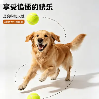 Squeaky Plush Dog Toy, Tennis Ball Style, Throw and Interactive Play - 3