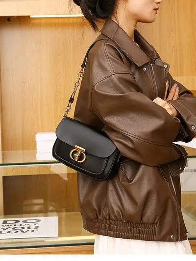 Classic Chain Small Square Bag, Melange Tone Underarm Bag - 7