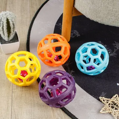 TPR Dog Toy Ball, Bite-Resistant, Geometric Hollow Design - 4