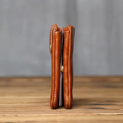 Genuine Leather Short Wallet, Top-Grain Cowhide, Vegetable-Tanned - 4
