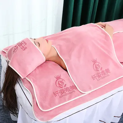 Schönheitssalon-Handtuch-Set mit Kopfwickeltuch und Bettauflage-Handtuch