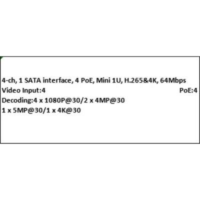 Univision unv POE NVR 4K 4CH ses Mini 1U H.265 4K UNV 1HDD