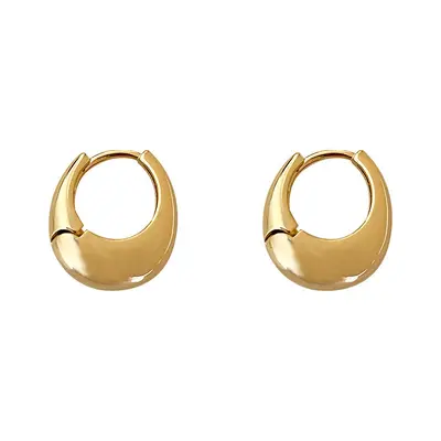 European and American style oval earrings for women 925 silver needle earrings simple fashion elegant business dress niche design electrolysis gold