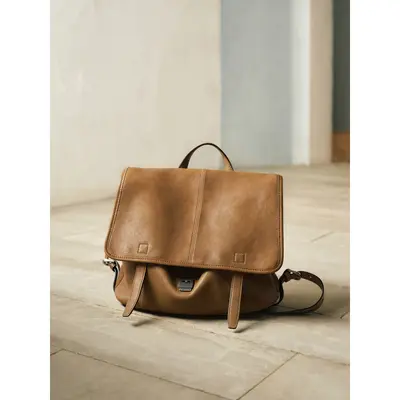 Vegetable-Tanned Sheepskin Messenger Backpack, Large Capacity, Casual - 3