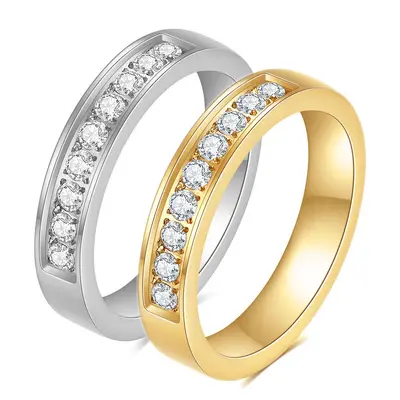 4mm zircon stainless steel ring, minimalist style