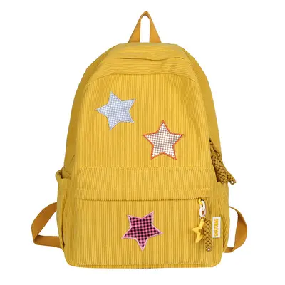 Corduroy Large Capacity Backpack School Bag - 8