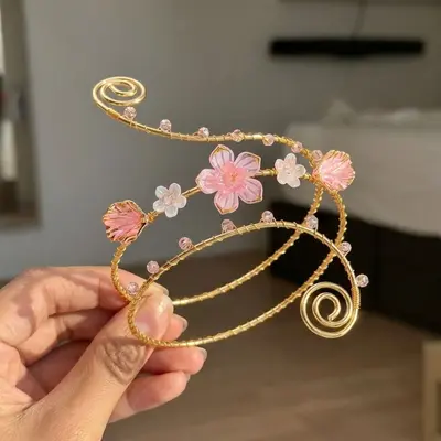 热销花朵珍珠配饰跨境饰品欧美新款流行配饰缠绕手镯臂环手链批发 - 3