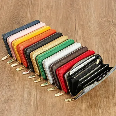Men's Wallet with Water Ripple Pattern, Long Zipper, Unisex Clutch - 4