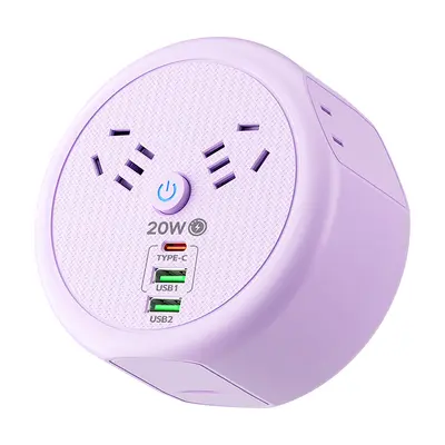 Multiple outlets with USB Type-C fast charging retractable cord