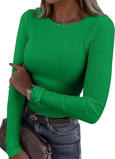 Damen-Langarmshirt, schmal, gerippt, Rundhals, elastisch - 8