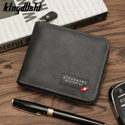 Men's Short Tri-Fold Wallet with Chain and Coin Pocket - 6