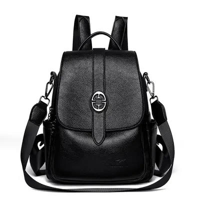 Retro Soft Leather Women's Backpack, Large Capacity - 6