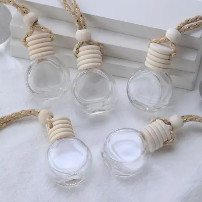 Round Car Perfume Bottle, Empty Essential Oil Pendant Bottle - 2