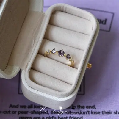 Purple open design ring for women, vintage style, versatile - 9