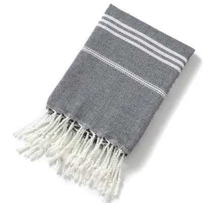 Best-selling cross-border polyester-cotton Turkish beach towel 90*180 with tassels yarn-dyed striped absorbent adult bath towel - 11