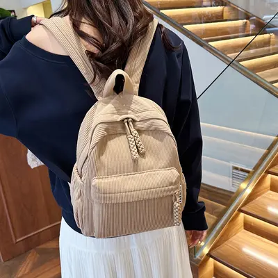 Lightweight Solid Color Large Capacity Student Backpack - 3