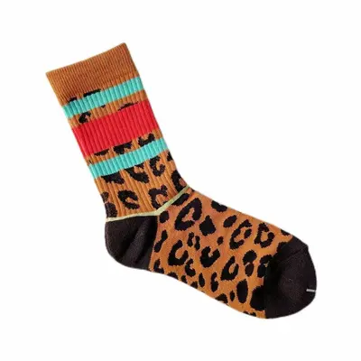 Elastische Kindersocken mit Leopardenmuster, mittelhoch, Bonbonfarben - 8
