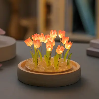 Lale gece lambası el yapımı diy malzeme paketi yaratıcı masaüstü atmosfer ışığı süsleri kızlar için 520 Sevgililer Günü hediyesi - 7