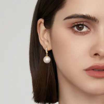 999 Silver Needle Earrings, Sparkling Crystal, Women's - 8