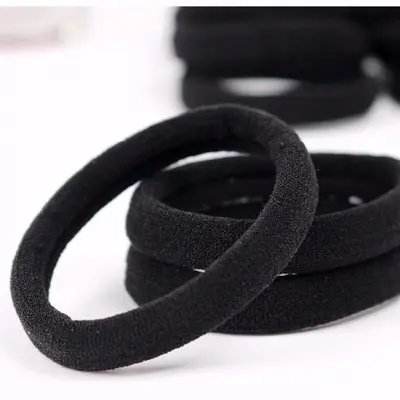 4cm Black Hair Tie Seamless Towel Scrunchie High Elasticity Hair-Friendly Hair Ring for Tying Hair Black Elastic Hair Band Wholesale