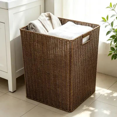 Rattan dokuma saklama kutusu oturma odası oyuncak depolama sepeti