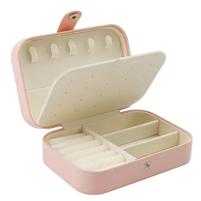 Simple Flip-Top Travel Two-Layer Portable Jewelry Box Ring Necklace Earring Multi-Layer Jewelry Storage Box