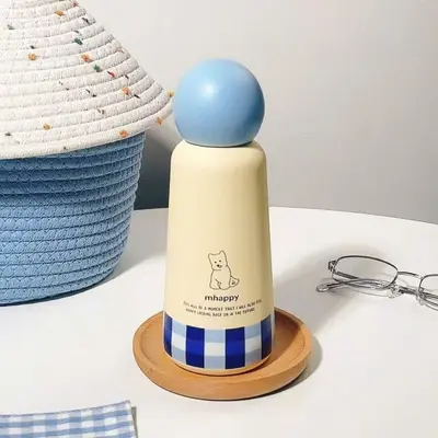 Minimalist yuvarlak termos bardak, köpek desenli, taşınabilir, açık hava için - 11