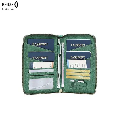 Retro tarzı pasaport çantası, çok bölmeli kart tutucu - 9