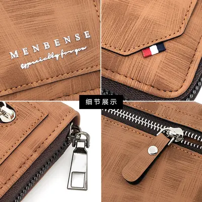 Menbense Herren-Langbörse mit Reißverschluss, mehrere Kartenfächer - 4