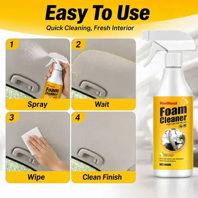 KineShineX Car Interior Foam Cleaner, Deep Cleaning, Stain Remover