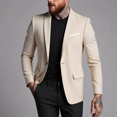 Erkek Slim Fit Tek Ceket, Kore Tarzı İş Takımı - 7