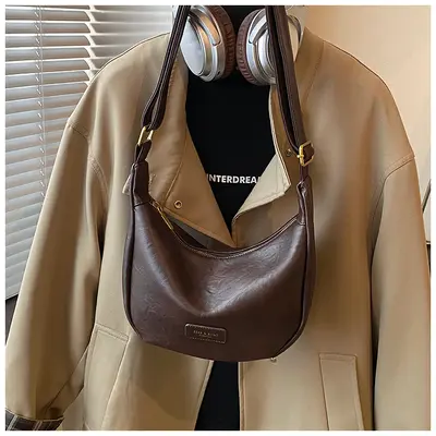Women's Soft Leather Single Shoulder Bag, 2025 Autumn Winter Model, Dumpling Bag - 8