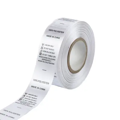 Satin Ribbon Wash Label, Flexo Printed Garment Care Label